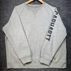 Carhartt Relaxed Fit Sweatshirt Womens 2XL Grey Graphic Sleeve Logo Oversize